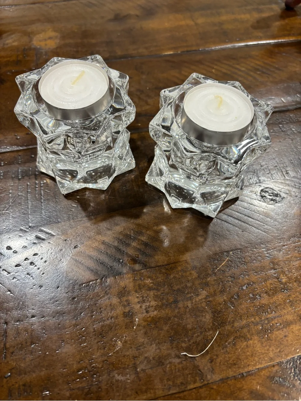 Mikasa Crystal Clear Glass Star Votive Candle Holders - Set of 2
